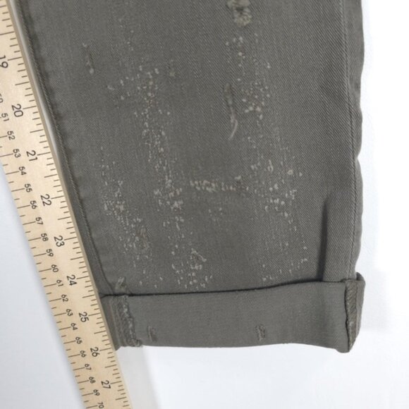 HUDSON CROP RILEY Relaxed Straight Distressed LOGD Green Jeans WC4100DLW Size 27 - Picture 11 of 16